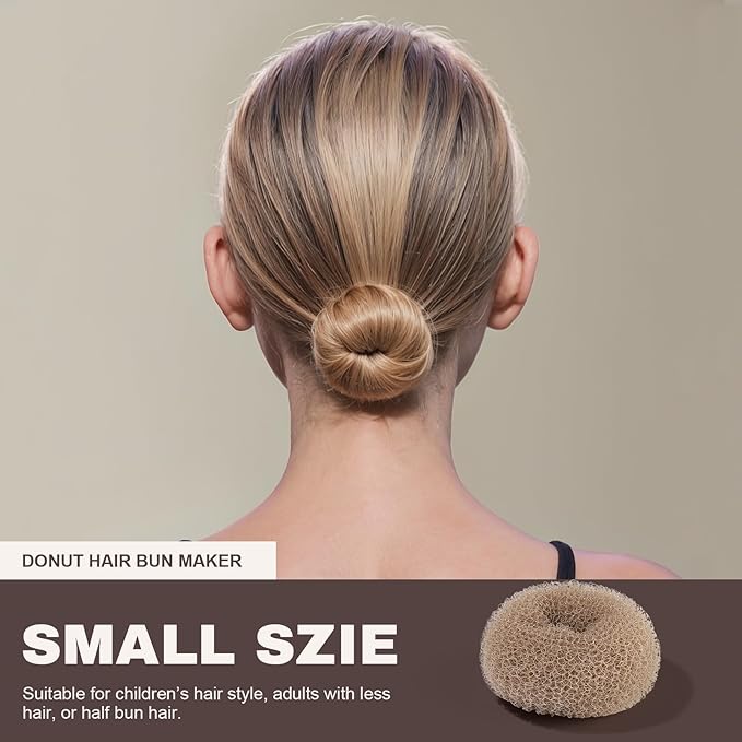 Teenitor Hair Bun Shaper Set, 4pcs Hair Donut Bun Maker(Extra-large, Large, Medium, Small) with 20pcs Bobby Pins, Tan Brown