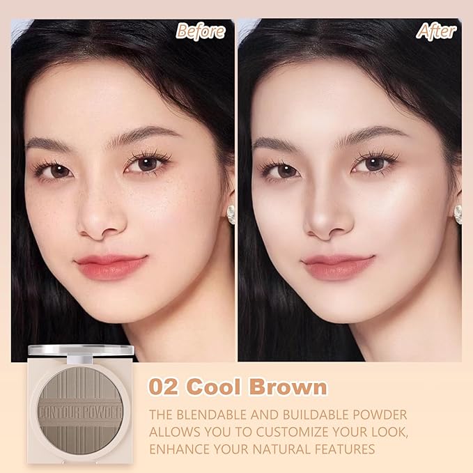 Contour Powder Makeup Palette Matte Face Sculpting Shading Grey Brown