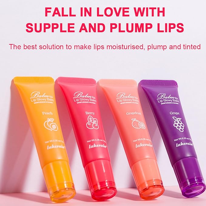 Lip Glowy Balm,4 Pack Fruit Glowy Lips