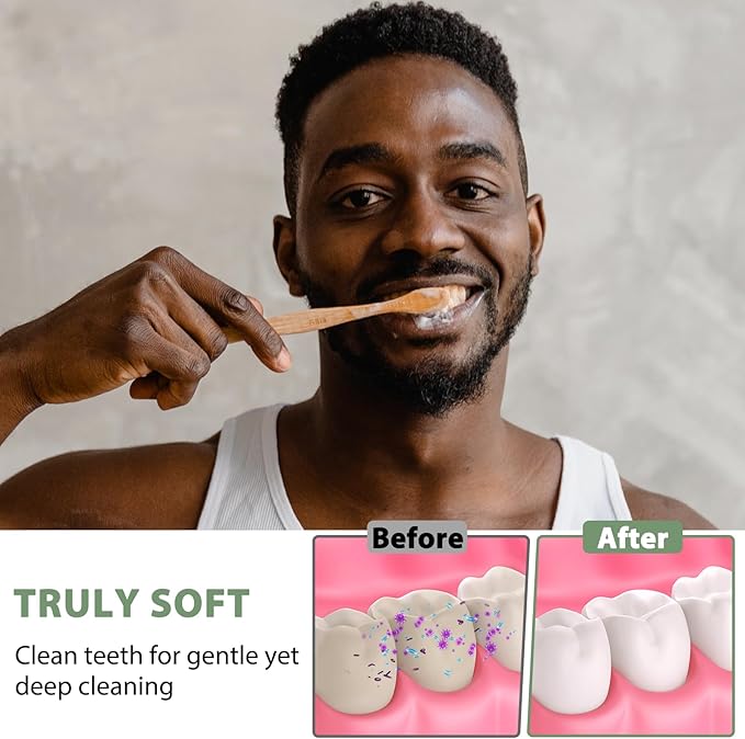 20 Count Bamboo Toothbrushes - BPA Free Soft Bristles Natural Toothbrush Set - Biodegradable & Compostable Eco-Friendly Wooden Toothbrush, Multicolor