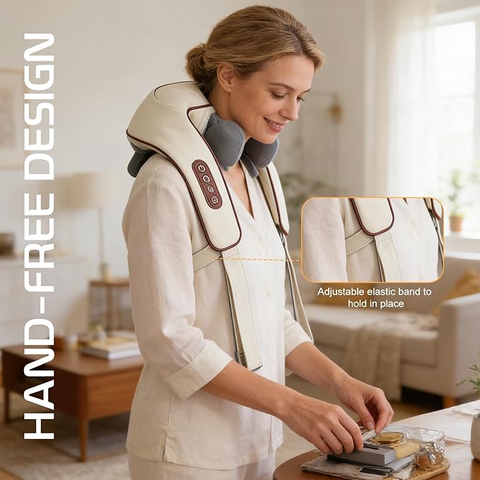 Neck Massager with Heat, Therapexa Neck Massager & Shoulder,6D Deep Kneading Shiatsu Massager for Back,Shoulder & Leg Pain Relief(Grey)