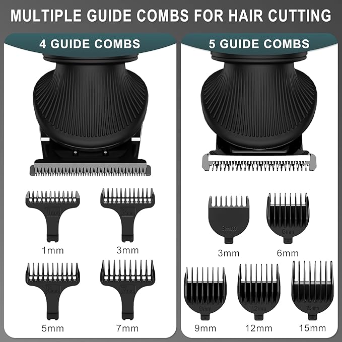 Beard Trimmer for Men Professional Mens Beard Grooming Kit T-Blade Trimmer Electric Shaver Razor Nose Body Trimmer Hair Cutting Kit Cordless 7 in 1 Black