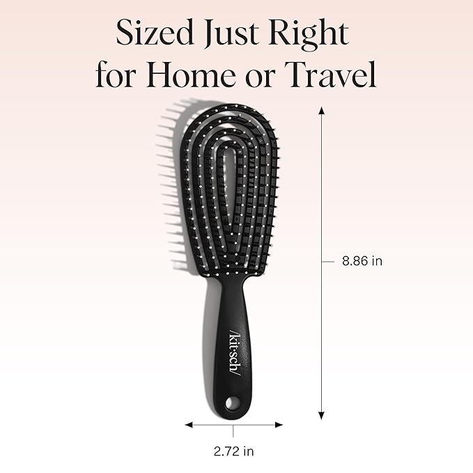 Kitsch Detangler Brush – Flexible Curly Hair Brush for Women, Men & Kids | Detangling Hairbrush with Bendable Frame and Ultra-Smooth Bristles for Wet or Dry Strands - Black