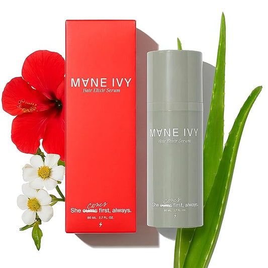 MANE IVY - Hair Elixir Serum - Smooth Frizz-Free Hair Instantly - 80ml 2.7 Fl Oz I Heat Protectant - Daily Styling & Overnight Treatment - Lightweight Formula with Hibiscus & Meadowfoam Extracts