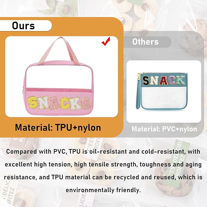 Chenille letter snacks bag zipper