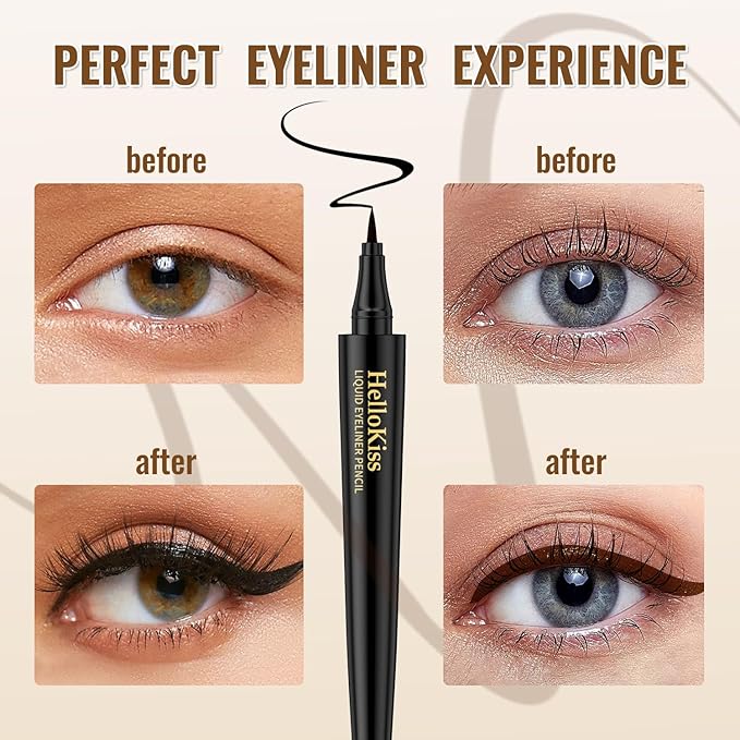 QIC Liquid Eyeliner,Waterproof Liquid Eye Liner, Long-Wearing,Smudge-Proof， Ultra-Smooth, Eyeliner Pen, Vegan Formula,Ultra-Fine Nib