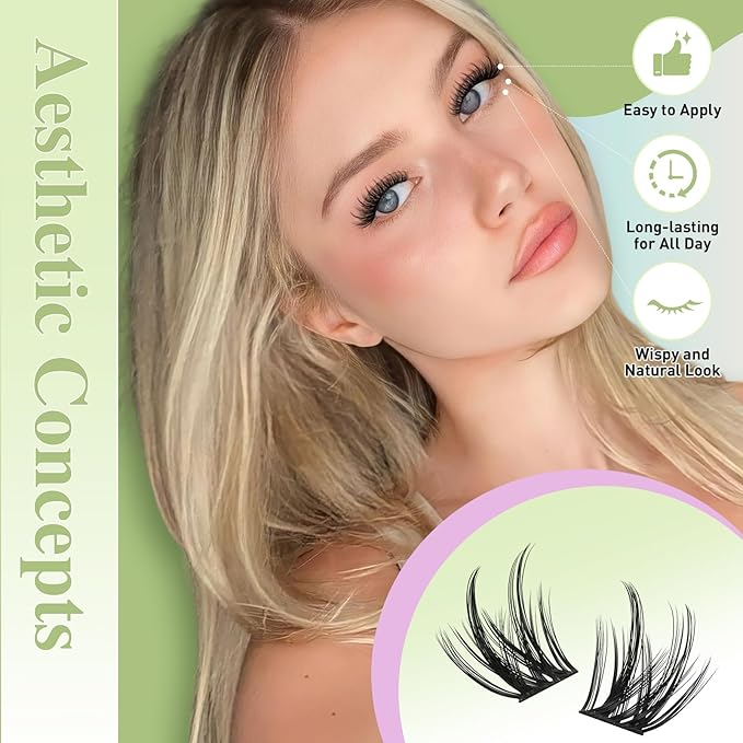 KEYYOU LASH Extension Kit 144Pcs Angel Lash Clusters Kit Thick Eyelash Extension Kit with Glue and Seal,Tweezers,Remover for DIY lash extension kit at Home（Kit-Angel A02-D-8-18MIX）