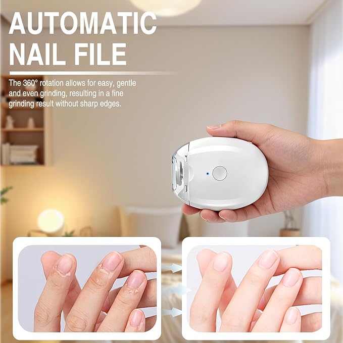Universal Automatic Fingernail Grinder, 3 Speeds Electric Nail Clipper, Portable Nail Cutter and Trimmer with LED Light & Clip Storage, Electric Toenail Clippers for Seniors & Adults (2PCS)