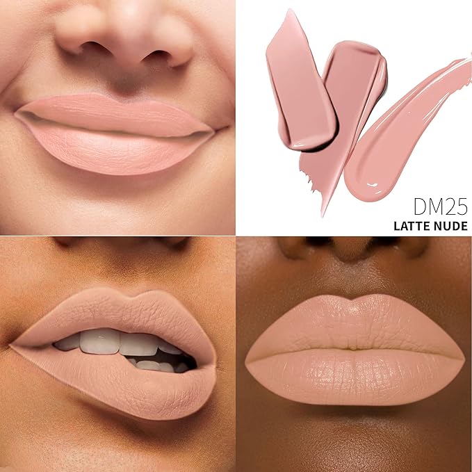 Depuplum Apricot Lipstick Matte for Women, Nude Long Lasting Lipstick Smudgeproof Liquid Lipsticks, Cruelty Free Lip Makeup (DM25 Latte Nude)