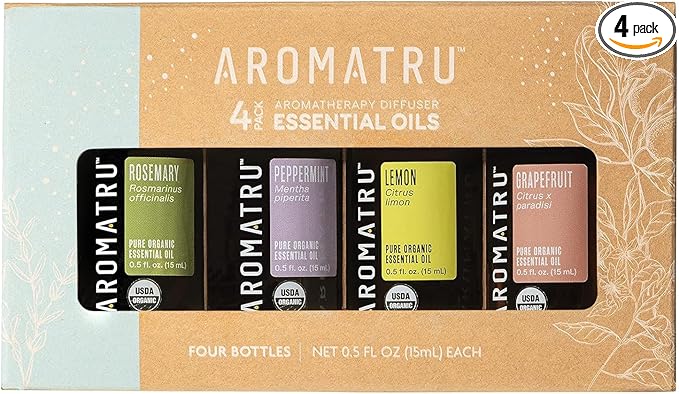 Focus Essential Oil Kit – Rosemary, Peppermint, Lemon, and Grapefruit – Organic & Wildcrafted – ISO Certified – No Synthetic Fillers – Ethically Sourced