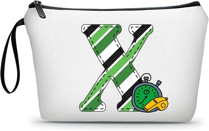 ARIOSEY Soccer Gifts Personalized Soccer Ball Cosmetic Bag for Purse Birthday Inspirational Gifts for Girls Women Team Coach Mom Stuff Travel Organizer-X