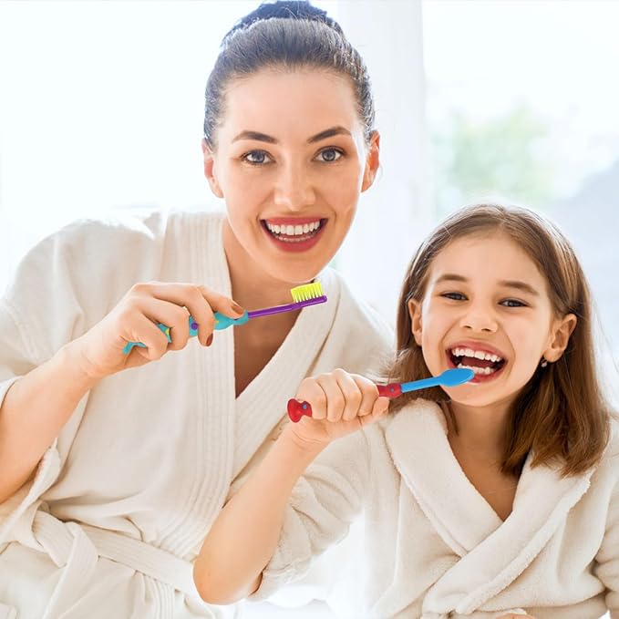 Newday 100 Pack Kids Toothbrush Bulk Soft Bristles Toddler Cute Toothbrush with Suction Cup, Includes Travel Covers, Individually Wrapped Toothbrushes for Kid Home School Daycare Camp (Candy)
