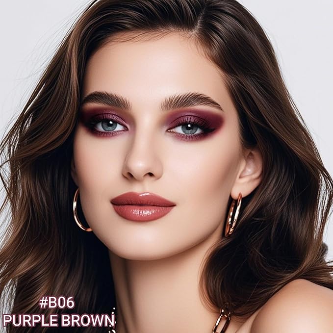 Erinde Waterproof Shimmer Eyeshadow Stick, Plum Brown Mauve Cream Eye Shadow Stick, Long-Lasting Crease-Proof Cream to Powder Buildable & Blendable Eye Shadow Pencils Crayon, Vegan & Cruelty-Free, B06