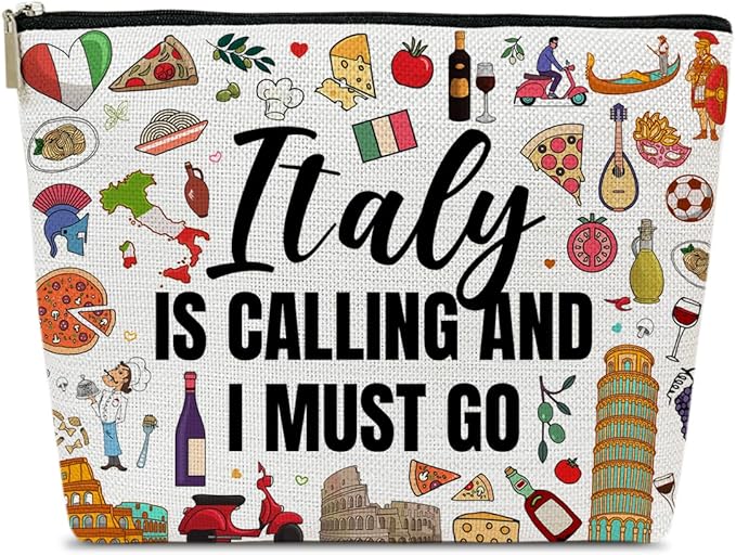 Ythuil Italy Travel Gift Makeup Bag, Italy Lover Cosmetic Bag, City Themed Gifts For Traveller Women Friends Sister, Birthday Christmas Italian Bachelorette Party Favors