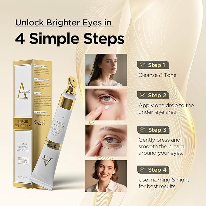 Abarno Retinol Eye Cream for Dark Circles and Puffiness – Hydrating Eye Serum for Wrinkles and Fine Lines, Anti-Aging Under eye Cream for Women, 0.71 fl oz