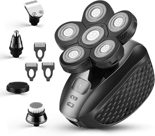 Head Shavers for Men - Upgraded Multifunctional Bald Head Shaver, Waterproof Electric Razor for Men Cordless Rechargeable Shaving Grooming Kit (Gray)
