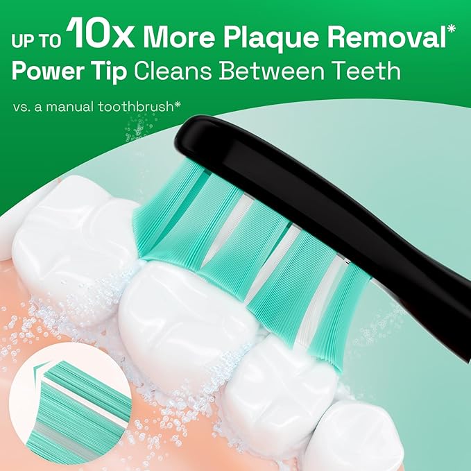 Brushmo Plaque Control Replacement Toothbrush Heads, Compatible with Philips Sonicare Click-on Electric Toothbrush Handles, 8 Standard Replacement Heads, SoftDuPont Bristles, BM928bk, Black