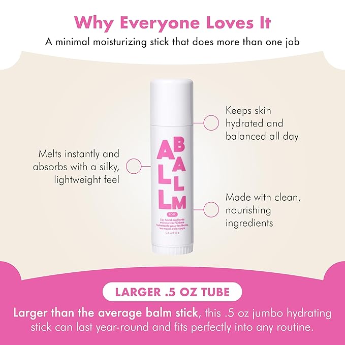 Zizia Rose Multi Balm Stick – Moisturizing and Hydrating Stick for Lips, Hands & Body – with Shea Butter, Jojoba Oil, Aloe Vera, Calendula – Beauty Moisturizer - Travel Essentials - 0.5 oz