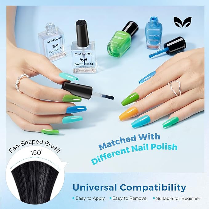 Morovan Top Coat Nail Polish: Clear Quick Dry High Glossy Nail Polish Shiny No Chip Long Lasting Air Dry Top Coat for Nail Art Manicure Salon Quality