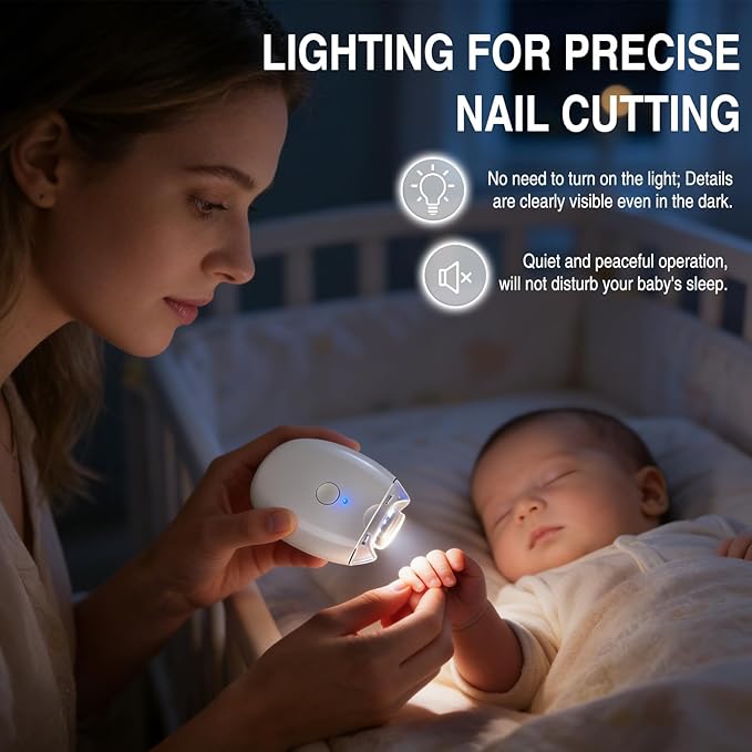 Universal Automatic Fingernail Grinder, 3 Speeds Electric Nail Clipper, Portable Nail Cutter and Trimmer with LED Light & Clip Storage, Electric Toenail Clippers for Seniors & Adults (2PCS)