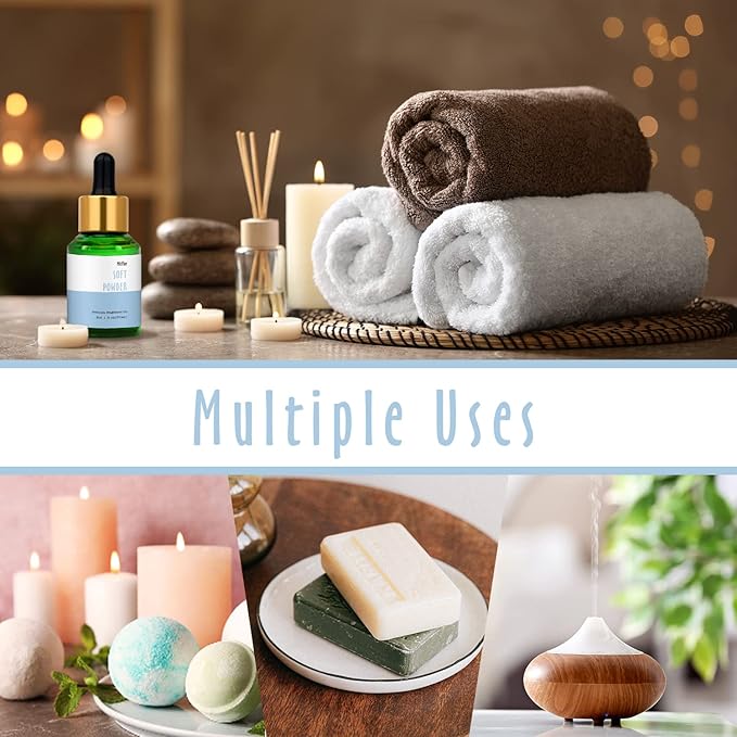 Soft Powder Fragrance Oil, MitFlor Single Scented Oil, Large Size Fragrance Oil for Diffuser, Soap & Candle Making Scent, Aromatherapy Oil, Clean Scent for Home Fragrance, 30ml