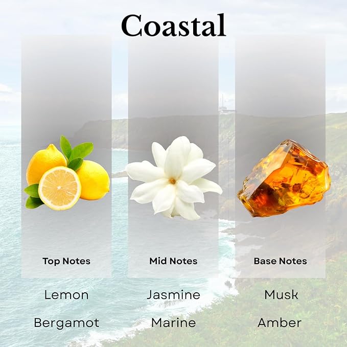 Scentia Coastal Fragrance Oil Inspired by a 5‑Star Iconic Retreat - Lemon Bergamot & Sea Breeze Scent – 20 mL Aromatherapy Diffuser Oil for Ultrasonic & Waterless Diffusers, Made in USA