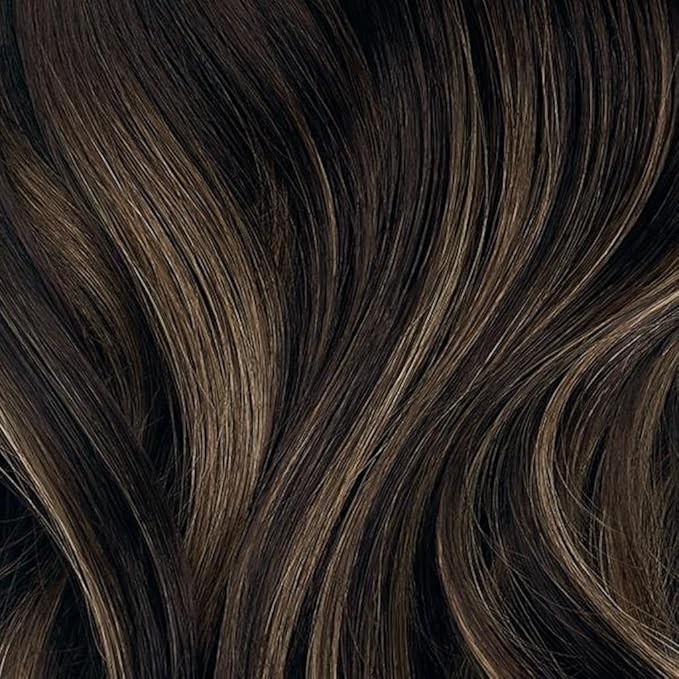 Luxy 100% Remy Human Hair Extensions for Thin Hair Thinning Hair Fill-Ins – 6 Seamless Wefts Multi-Dimensional Color Blend - Natural-Looking Volume & Coverage 95 grams 20" Mocha Bronde Balayage