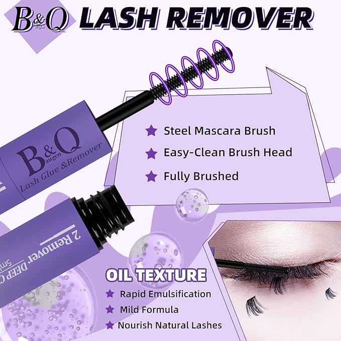B&Qaugen Lash Bond DIY Eyelash Glue and Lash Remover Fast Removal with No Residue (Bond and Seal)