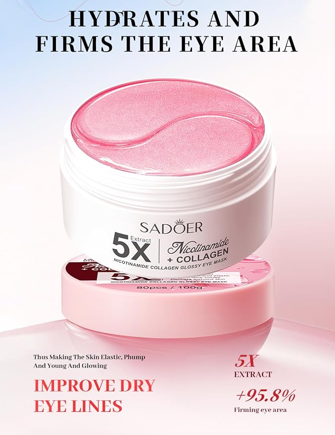 NORNI LEORD Under Eye Patches for Dark Circles - 80 PCS Eye Mask with Niacinamide, Collagen & Natural Extracts to Reduce Bags, Wrinkles, Fine Lines & Puffiness for Firmer, Elastic, Glowing Skin.