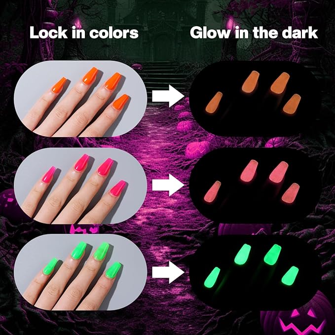 Morovan Neon Nail Polish Set: Glow in The Dark Fingernail Polish Kit Air Quick Dry Regular Nail Polish Pack for Halloween Christmas Winter Nail Art Gift Holiday Party
