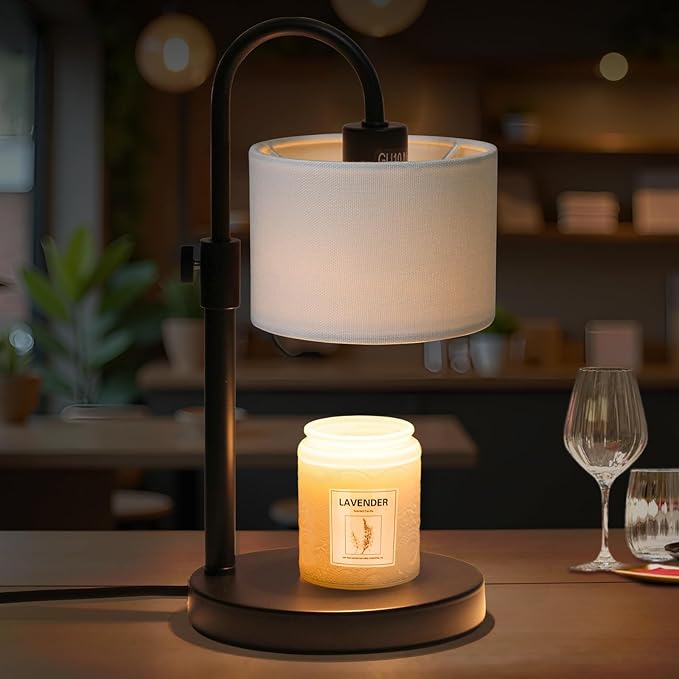 Candle Warmer Lamp with Timer, Dimmable Candle Wax Warmer Candle Lamp Warmer with 2 Bulbs, House Warming Gifts Christmas Gifts for Women Bedroom Home Decor (White)