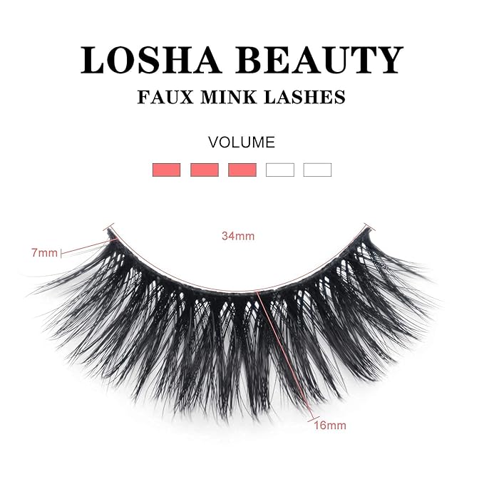 Losha Eyelashes Natural Look Faux Mink Lashes Pack Handmade Fluffy False Eyelashes 14 Pairs Eye Lashes (F48)