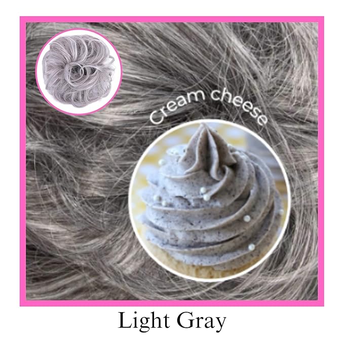 Juvabun Messy Bun 2.0 Light Gray Messy Bun Hair Extension Soft Lightweight Hair Bun Scrunchie for Women Everyday Wear