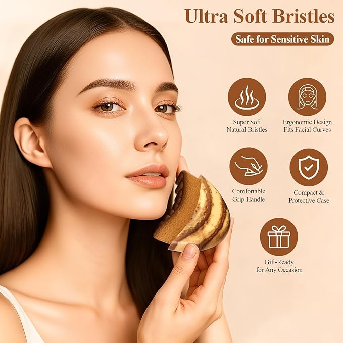 Lymphatic Contour Face Brush, Lymphatic Drainage Massager for Chin & Neck, Sculpting & Lifting Facial Massage Tool, Reduces Puffiness & Restores Definition, Soft Bristles for All Skin Types 2 Pack