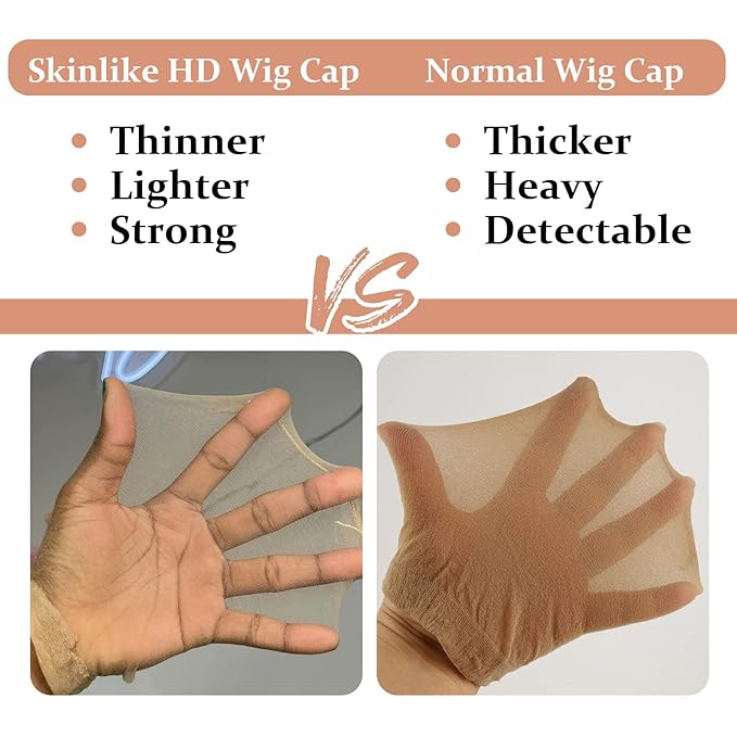 BEEOS Skinlike Real HD Wig Caps, 12 Pieces Ultra-thin Invisible and Breathable Stretchy Stocking Sheer Caps for Women Lace Front Wig