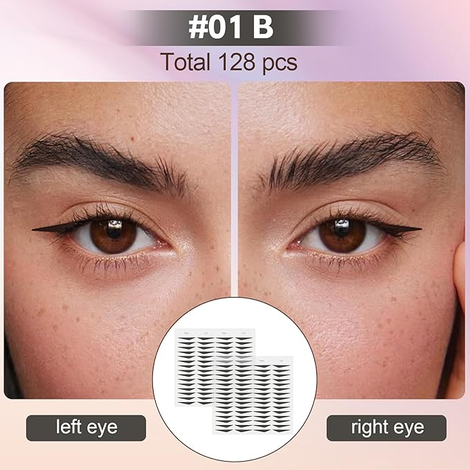 Boobeen 120 PCS Eyeliner Stickers, Adhesive Instant Cat Eyeliner Stamp, Eye Patches with Precision Tweezers, Long-Lasting & Waterproof for Easy Symmetrical Wings