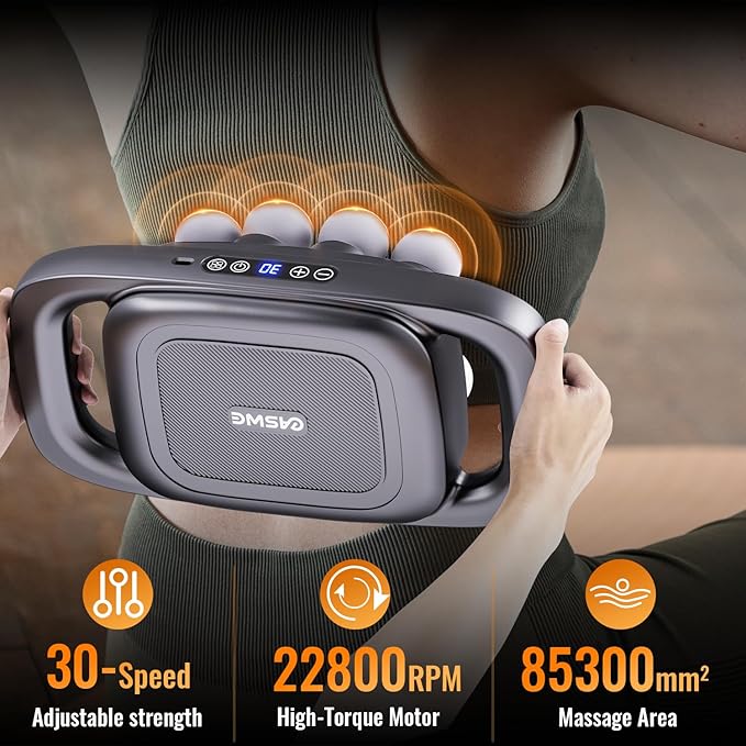 8-Head Massage Gun, Electric Deep Tissue Body Massager, Professional Muscle Massager Tool for Easing Shoulder, Back, Neck, Legs, 30 Adjustable Speeds, Massage Gifts for Women, Men (8 Heads)