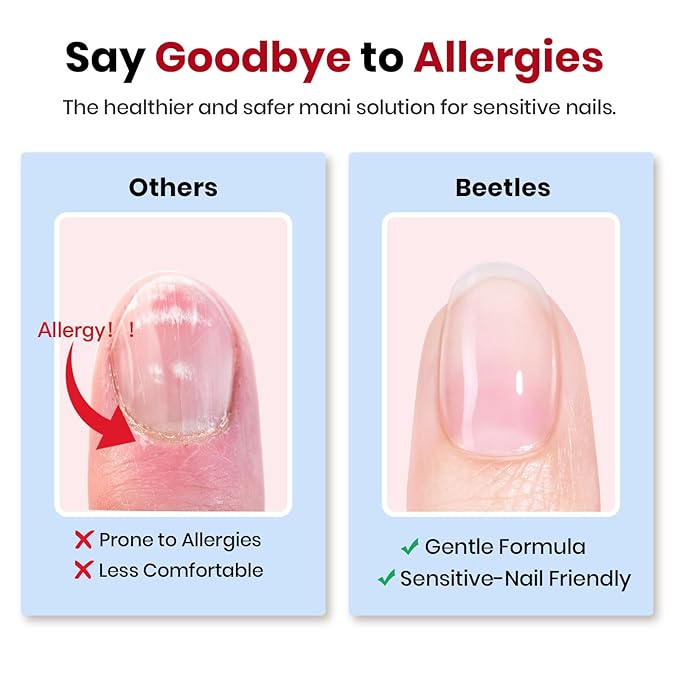 Beetles HEMA-Free Nail Glue for Acrylic Nails Tips, TPO Free 2Pcs 10ml Long Lasting Uv Nail Glue for False Nail Tips, Clear Press On Nails, Skin-Friendly, U V Light Required