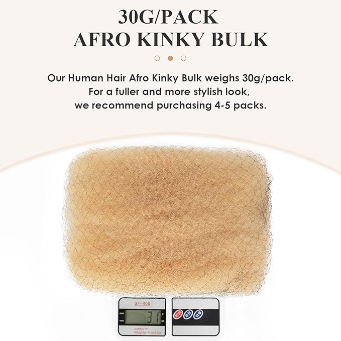613 Afro Kinkys Bulk Human Hair For Twists, Afro Kinky-Curly Human Hair Bulk For Dreadlocks Extensions,Bulk Human Braiding Hair Afro Kinky Twist Extensions Natural And Soft (12 Inch, 30g/Pack)