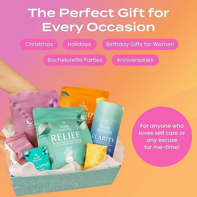 Body Restore Shower Steamers Aromatherapy 12 Pack – Valentines Day Gifts for Her and Him, Birthday Gifts for Women and Men, Relaxation, Stress Relief, Self Care – Citrus