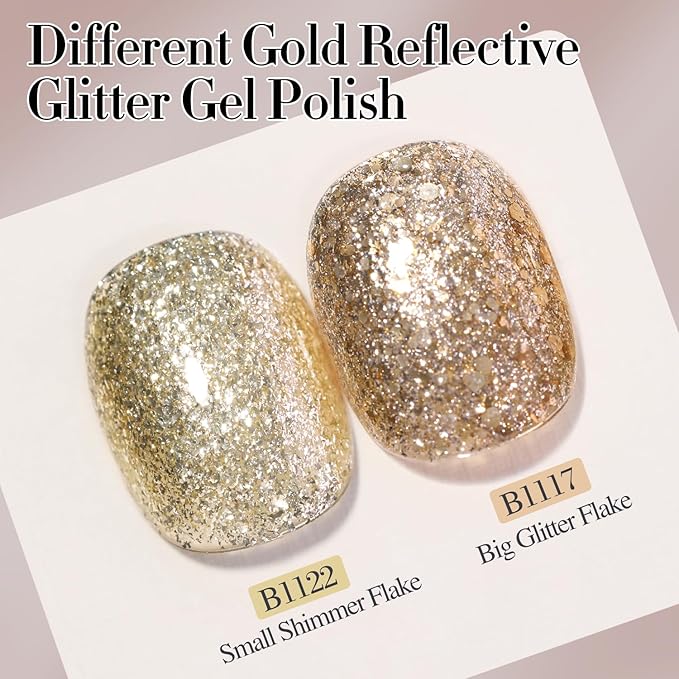 Double Rhythm 15ML Glitter Gel Polish Shimmer Reflective Holographic Color Magnetic for Nail Art Salon DIY at Home (B1117)