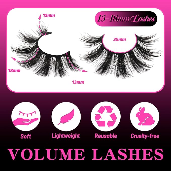Veleasha Lashes Spiky False Eyelashes 100% Handmade Eyelashes Fluffy Fake Lashes Volume Fake Eyelashes Dramatic Look 5 Pairs Pack (3D07)