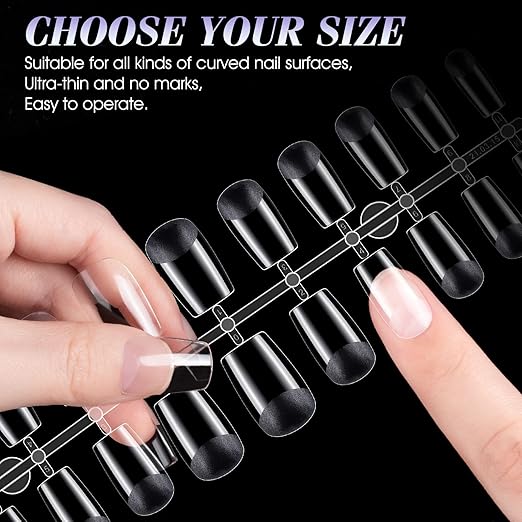 Gelike EC Short Square Nail Tips: Soft Gel False Nail Tips Full Cover for Nail Extensions - Acrylic Nails Professional Clear Gelly Tips False Press on Preshaped PMMA,12 Sizes, SHORT SQUARE 240PCS