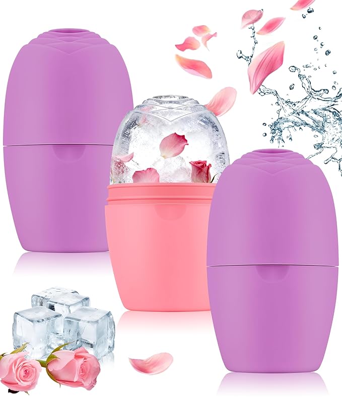 Ice Face Roller - Ice Roller for Face Silicone Mold Reusable for Women Face Eye Neck Naturally Conditioning and Skin Care,De-Puff Eye Bags,Reduce Migraine Pain,Face Massager (1PK+2PP)