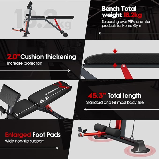 Adjustable Weight Bench 800LBS Foldable