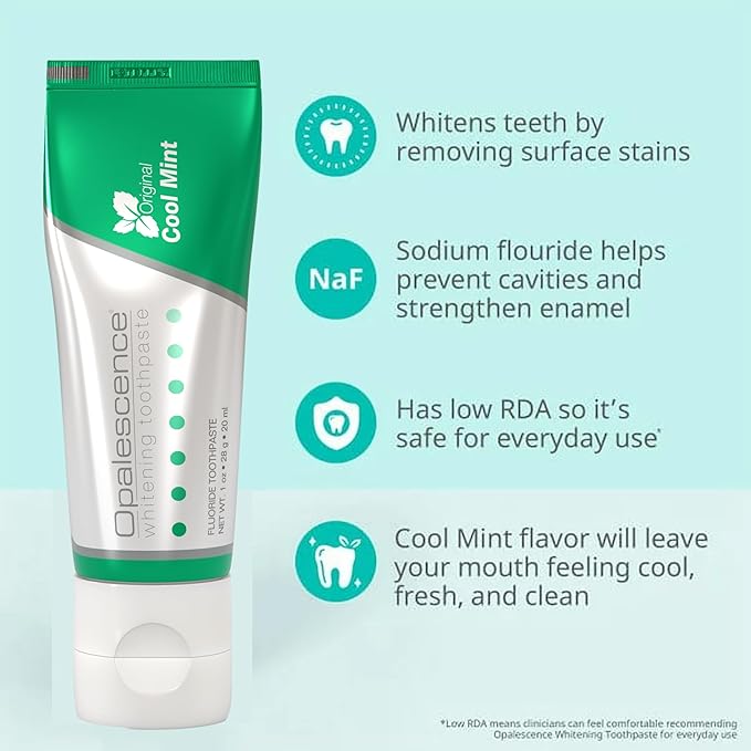 Opalescence GO 15 Whitening Bundle - (7 Treatments) Hydrogen Peroxide Prefilled Teeth Whitening Trays and Travel Original Whitening Toothpaste 1 Oz - Mint Flavor - 6238-1