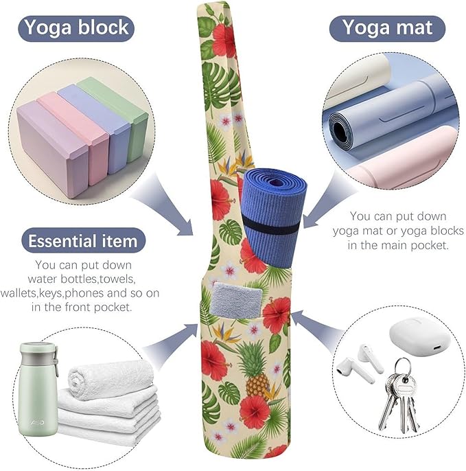 Yoga Mat Bag for Women, Stylish Yoga Mat Tote Sling Carrier Bag, Long Strap Exercise Mats Totes Sport Storage Bag