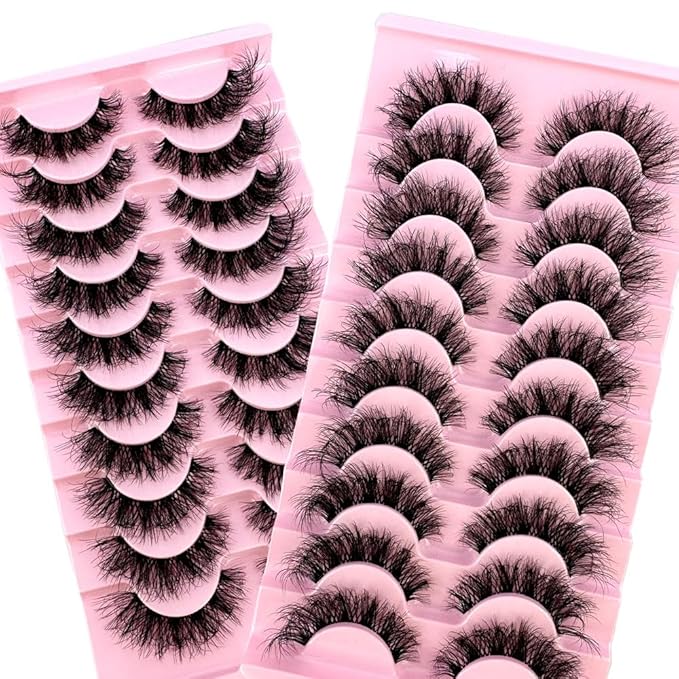 HBZGTLAD Soft Mink Eyelashes 3D Curl Winged End Eye Elongated Fake Lashes Thick Handmade Natural False Eyelash Messy Cross Lash Wholesale (LN118)