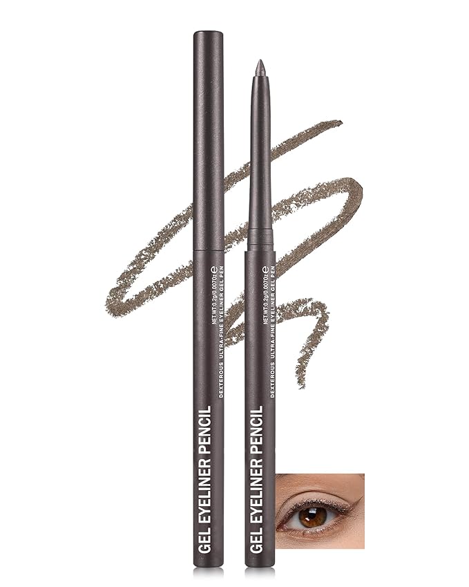Grey Glitter Gel Eyeliner Pencil Waterproof, Metallic Retractable Cream Smooth Eye Liner Pencils, Long Lasting Waterline Hypoallergenic Eyeliner Pen, Highly Pigmented Smudge-Proof Makeup for Women-10