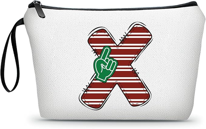 ARIOSEY Football Initial Birthday Graduation Gifts Cosmetic Travel Toiletry Bags Football Accessories Party Favors for Women Girls Daughter Niece Team Coach Friends -X